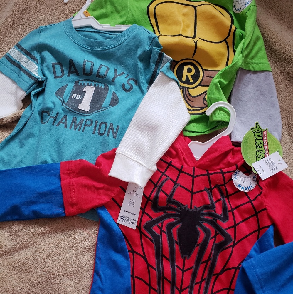Boys Long Sleeve Shirts lot of 3. 2 W/ mask hoodie